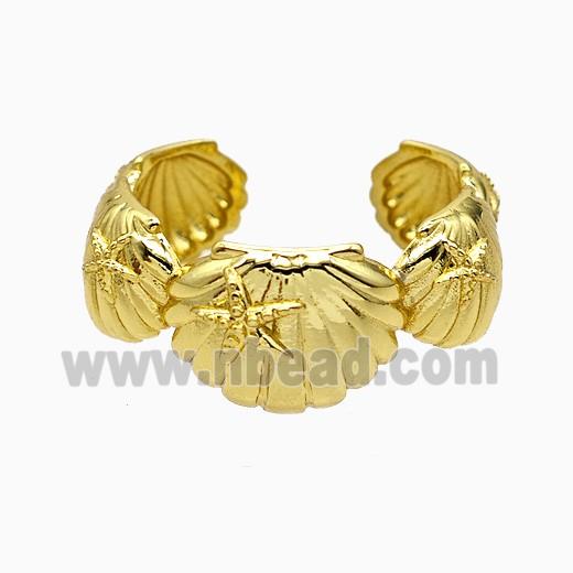 Copper Scallop Shell Rings Gold Plated