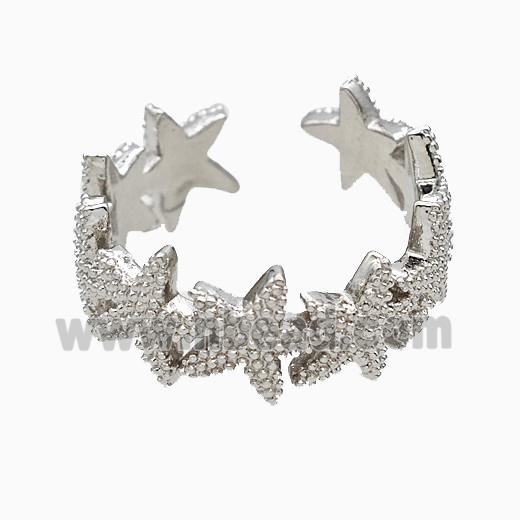 Copper Starfish Rings Platinum Plated