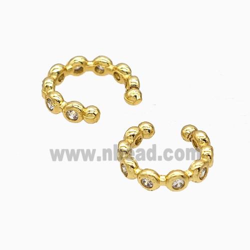 Copper Clip Earrings Pave Zirconia Gold Plated