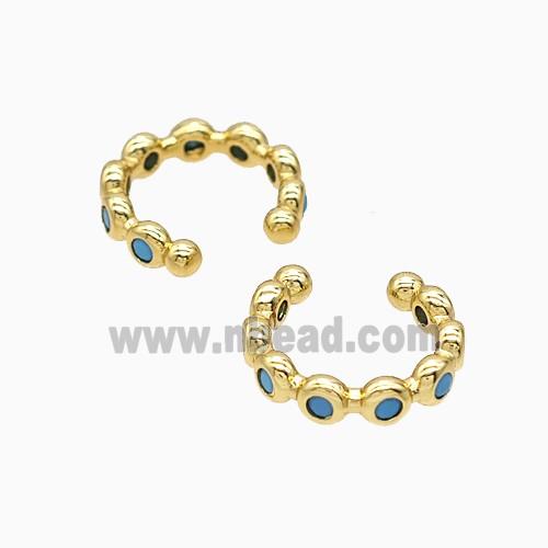 Copper Clip Earrings Pave Zirconia Gold Plated