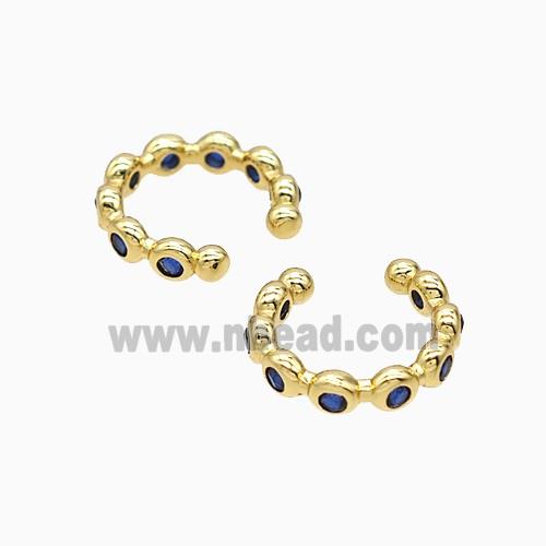 Copper Clip Earrings Pave Zirconia Gold Plated