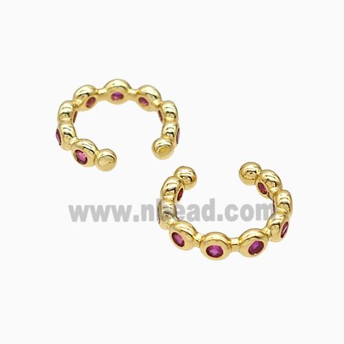 Copper Clip Earrings Pave Zirconia Gold Plated