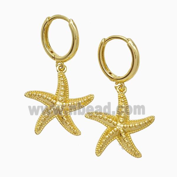 Copper Starfish Hoop Earrings Gold Plated