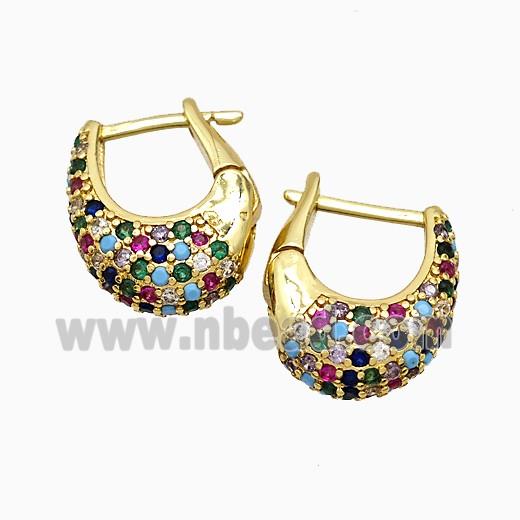 Copper Latchback Earrings Pave Zirconia Gold Plated