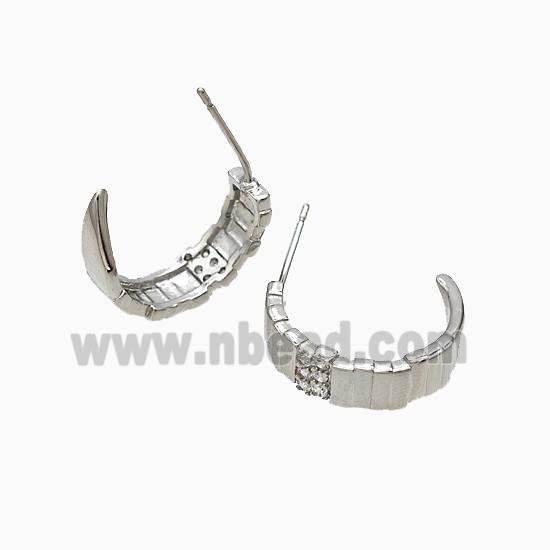 Copper Stud Earrings Pave Zirconia Platinum Plated