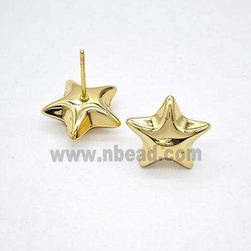 Copper Star Stud Earrings Gold Plated