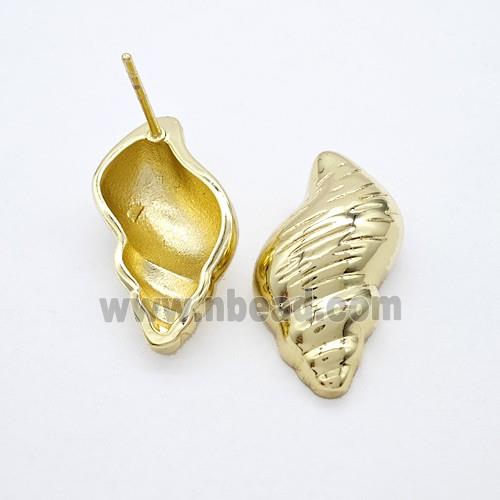 Copper Conch Shell Stud Earrings Gold Plated