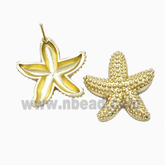 Copper Starfish Stud Earrings Gold Plated