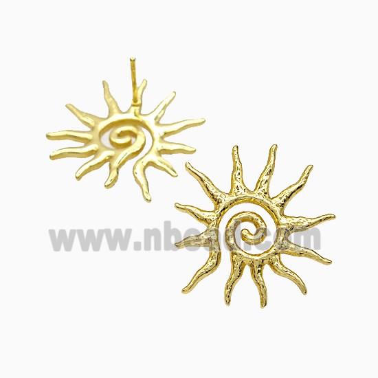 Copper Sun Stud Earrings Gold Plated