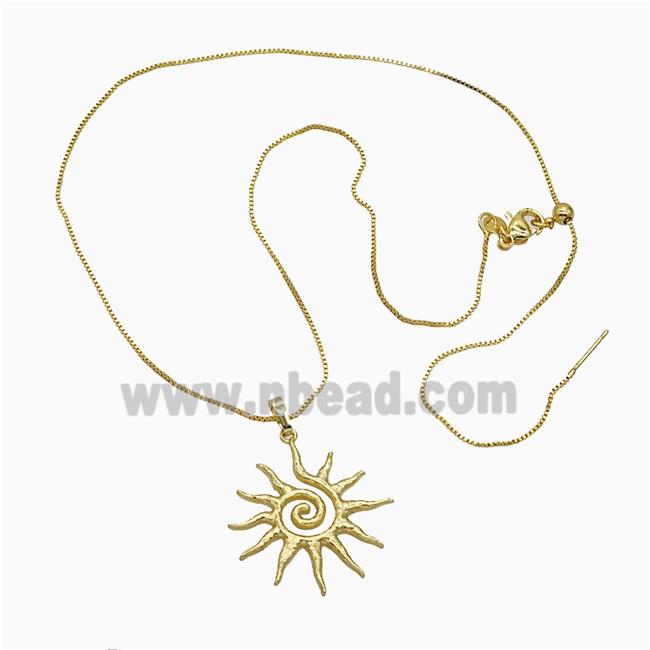 Copper Sun Necklace Gold Plated