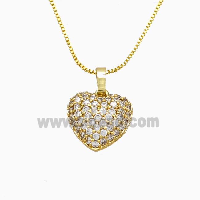Copper Heart Necklace Pave Zirconia Gold Plated
