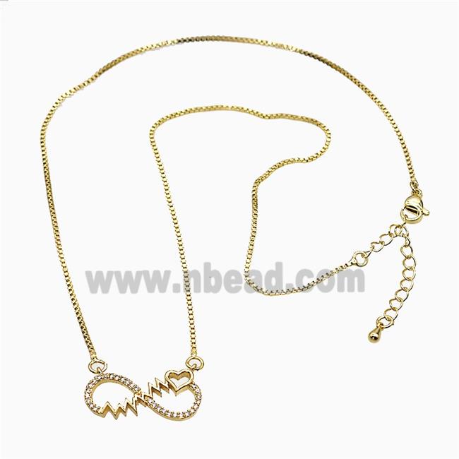 Copper Infinity Necklace Pave Zirconia Gold Plated