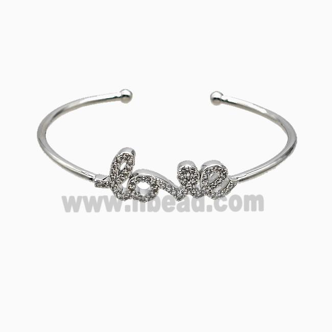 Copper Love Bangle Micropave Zirconia Platinum Plated