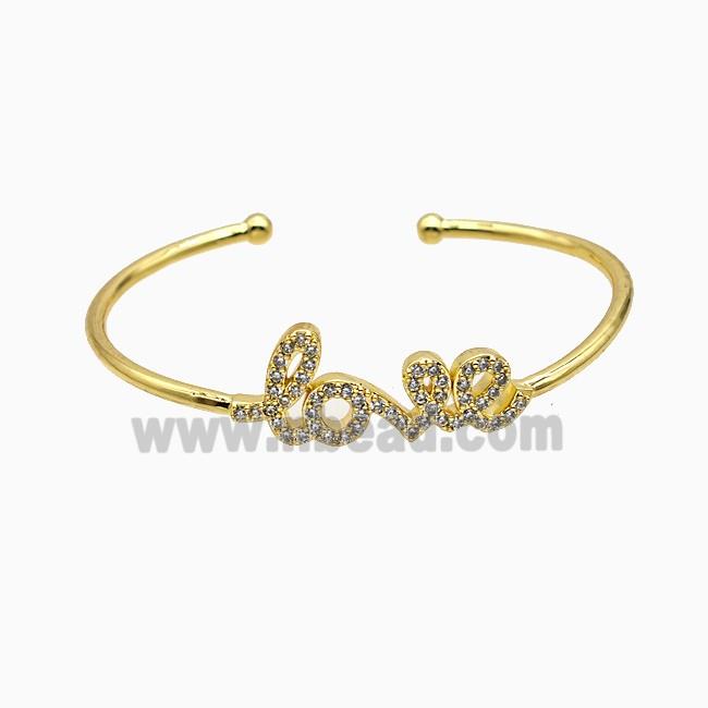 Copper Love Bangle Micropave Zirconia Gold Plated