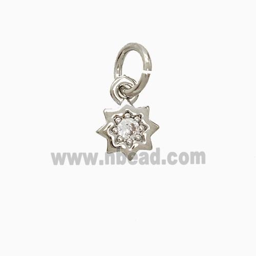 Copper Star Pendant Pave Zirconia Platinum Plated