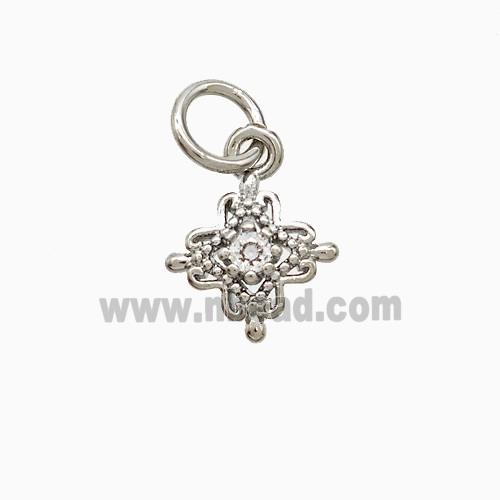 Copper Cross Pendant Pave Zirconia Platinum Plated