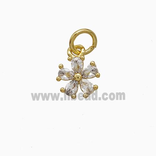 Copper Flower Pendant Pave Zirconia Gold Plated