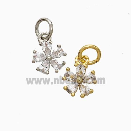 Copper Flower Pendant Pave Zirconia Mixed