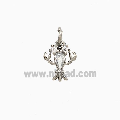Copper Crab Pendant Pave Zirconia Platinum Plated