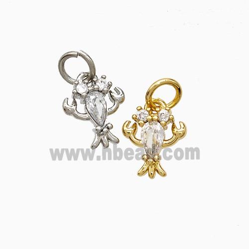 Copper Crab Pendant Pave Zirconia Mixed