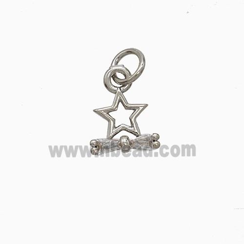 Copper Star Pendant Pave Zirconia Platinum Plated