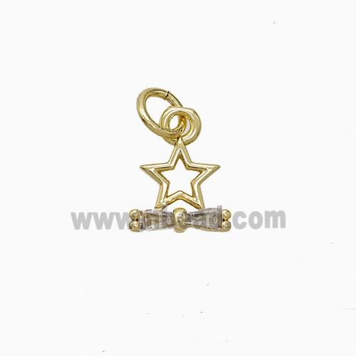 Copper Star Pendant Pave Zirconia Gold Plated