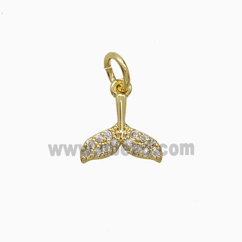 Copper Mermaid-Tail Pendant Pave Zirconia Gold Plated