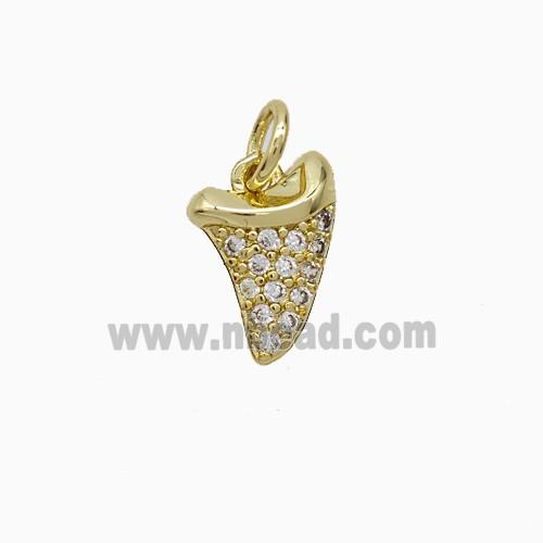 Copper Shark Tooth Charms Pendant Pave Zirconia Gold Plated