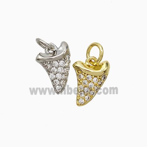 Copper Shark Tooth Charms Pendant Pave Zirconia Mixed