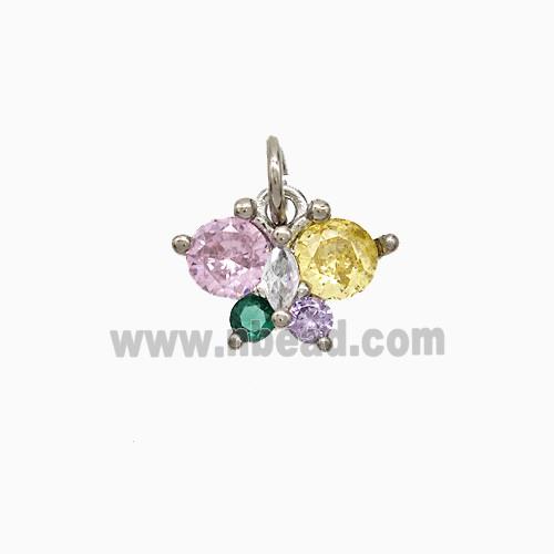 Copper Butterfly Pendant Pave Crystal Glass Platinum Plated