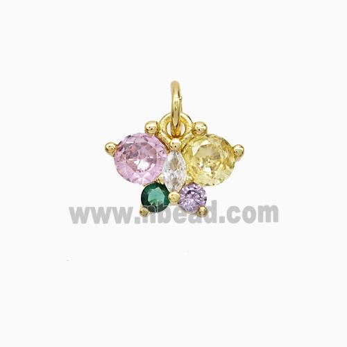 Copper Butterfly Pendant Pave Crystal Glass Gold Plated