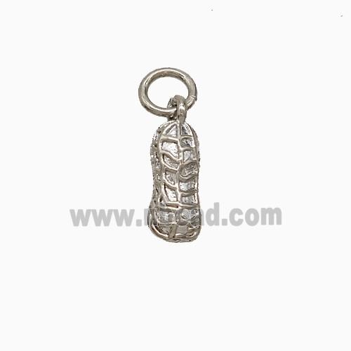 Copper Peanut Pendant Platinum Plated