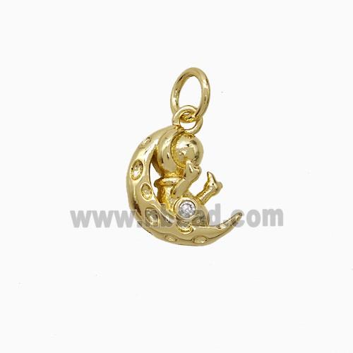 Copper Moon Baby Pendant Pave Zirconia Gold Plated