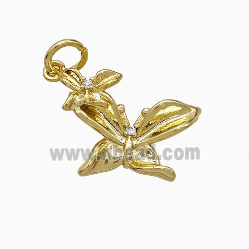 Copper Butterfly Pendant Pave Zirconia Gold Plated