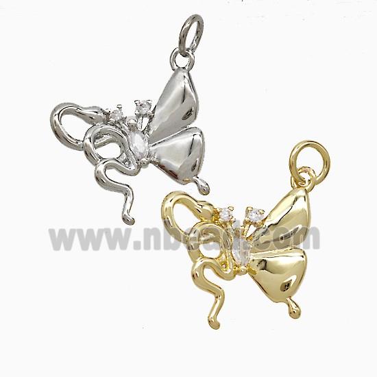 Copper Butterfly Pendant Pave Zirconia Mixed