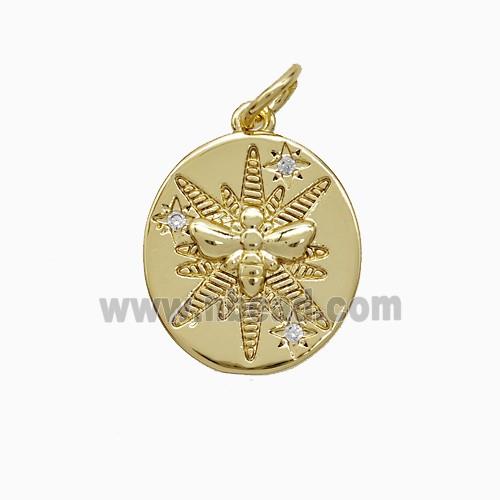 Copper Honeybee Pendant Pave Zirconia Gold Plated