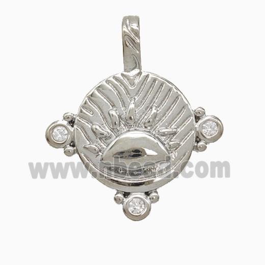 Copper Sun Pendant Pave Zirconia Platinum Plated