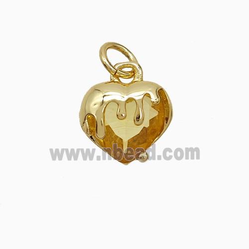 Copper Pendant Pave Zircon, Gold Plated