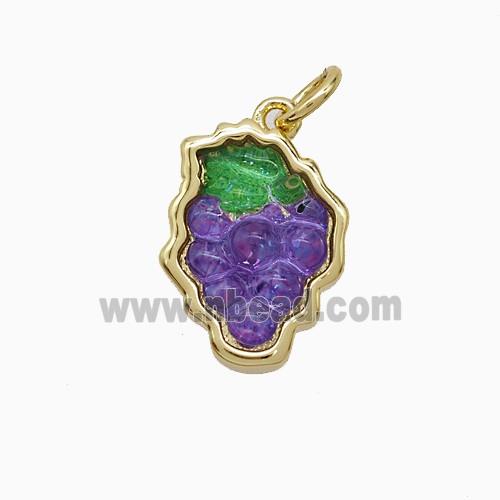 Copper Pendant Pave Resin Bead, Gold Plated