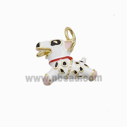 Copper Dog Pendant White Enamel Gold Plated