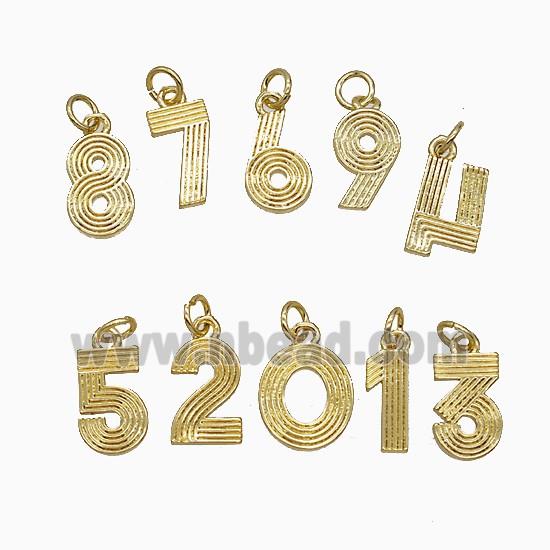 Copper Number Pendant Mixed Gold Plated