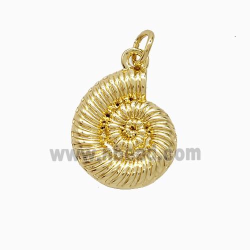 Copper Spiral Shell Pendant 18K Gold Plated