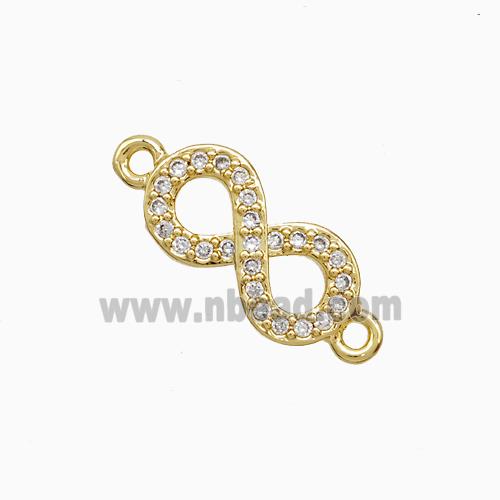 Copper Infinity Connector Pave Zirconia 18K Gold Plated