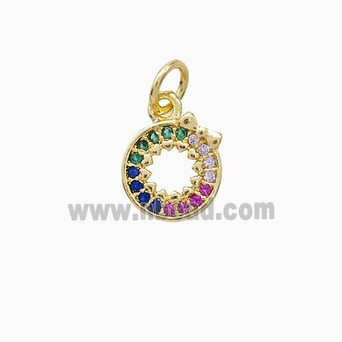 Copper Circle Pendant Pave Zirconia 18K Gold Plated