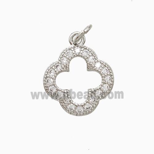 Copper Clower Pendant Pave Zirconia Platinum Plated