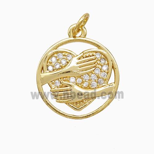 Copper Pendant Pave Zircon, Gold Plated