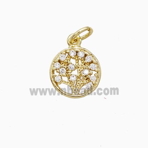 Copper Pendant Pave Zircon, Gold Plated