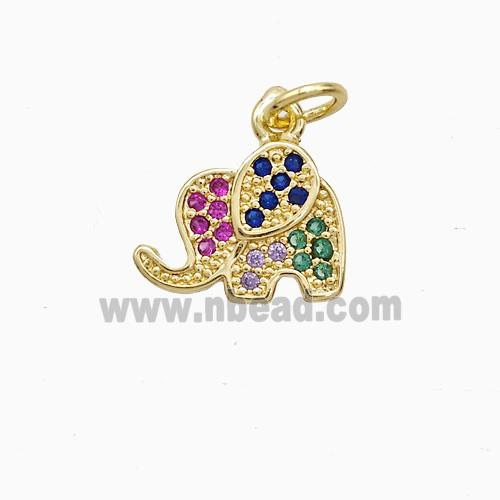 Copper Elephant Pendant Pave Zirconia 18K Gold Plated