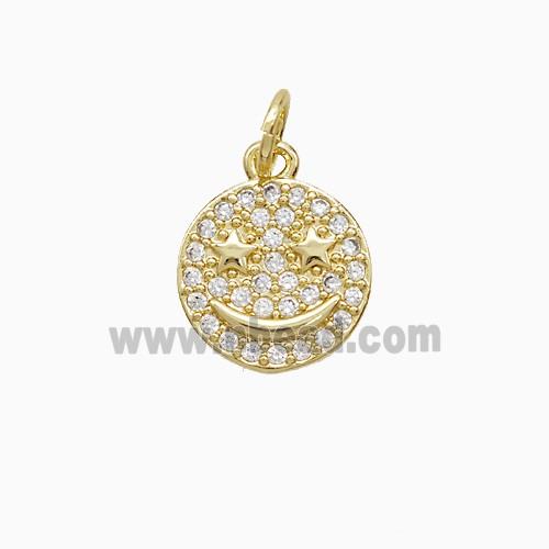 Copper Pendant Pave Zircon, Gold Plated