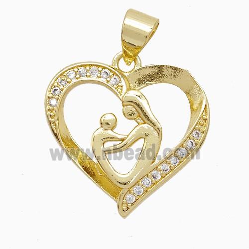 Copper Pendant Pave Zircon, Gold Plated